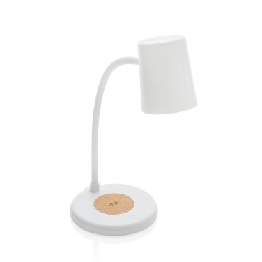 Logotrade promotional giveaway image of: Zenara RCS recycled plastic and cork 15W wireless desk lamp