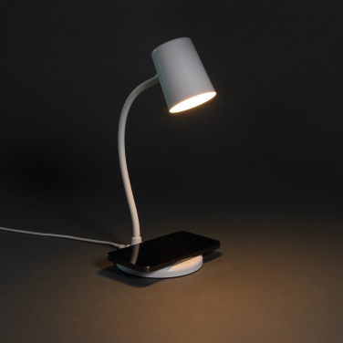 Logo trade corporate gifts picture of: Zenara RCS recycled plastic and cork 15W wireless desk lamp