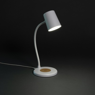 Logotrade advertising products photo of: Zenara RCS recycled plastic and cork 15W wireless desk lamp