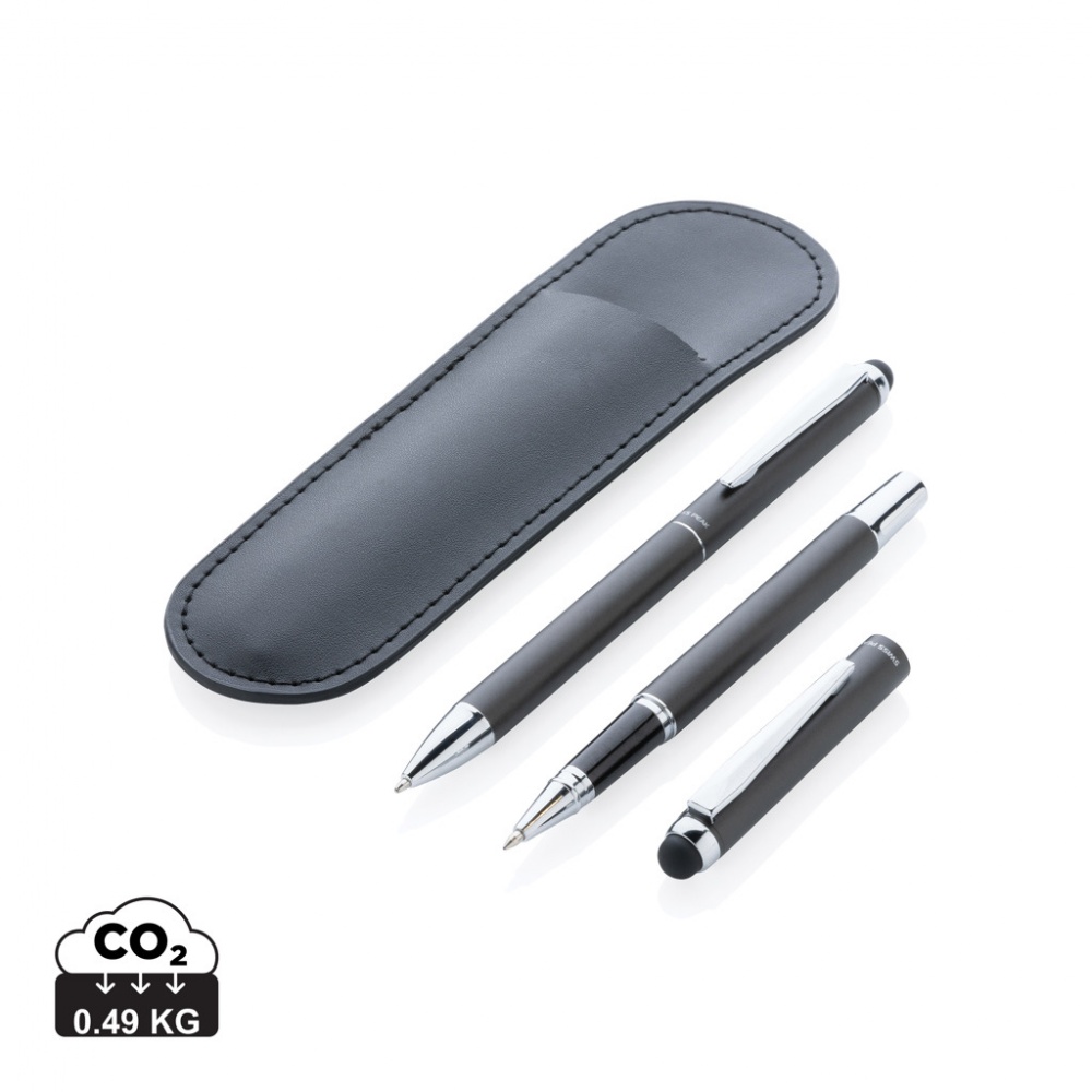 Logo trade promotional merchandise picture of: Swiss Peak deluxe pen set in PU pouch