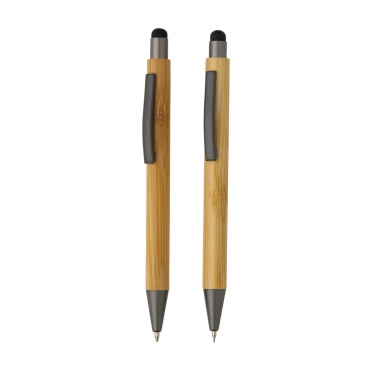 Logo trade advertising product photo of: Bamboo modern pen set in box