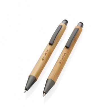 Logo trade corporate gift photo of: Bamboo modern pen set in box