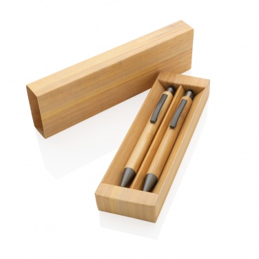 Logotrade promotional item picture of: Bamboo modern pen set in box