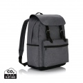 Laptop backpack with magnetic buckle straps, grey