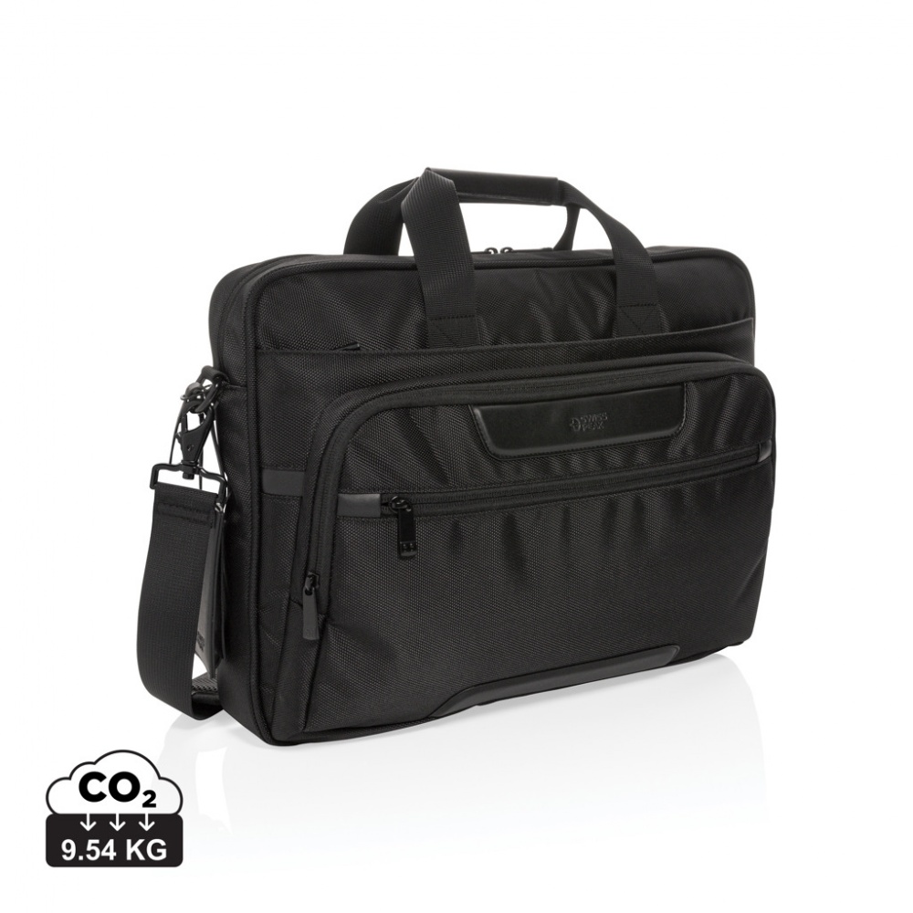 Logo trade promotional gift photo of: Swiss Peak RPET Voyager RFID 15.6" laptop bag