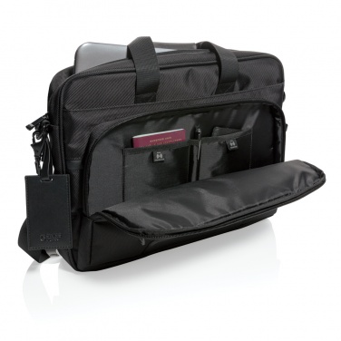 Logo trade promotional item photo of: Swiss Peak RPET Voyager RFID 15.6" laptop bag