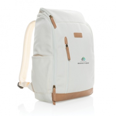 Logotrade advertising product picture of: Impact AWARE™ 16 oz. recycled canvas 15" laptop backpack