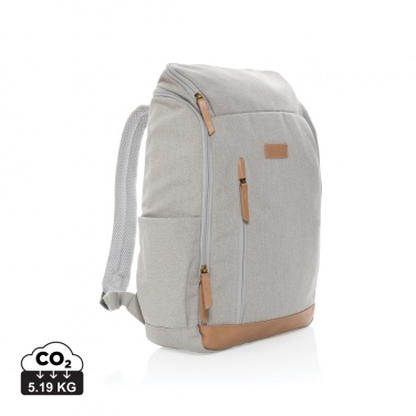 Logo trade business gift photo of: Impact AWARE™ 16 oz. recycled canvas 15" laptop backpack