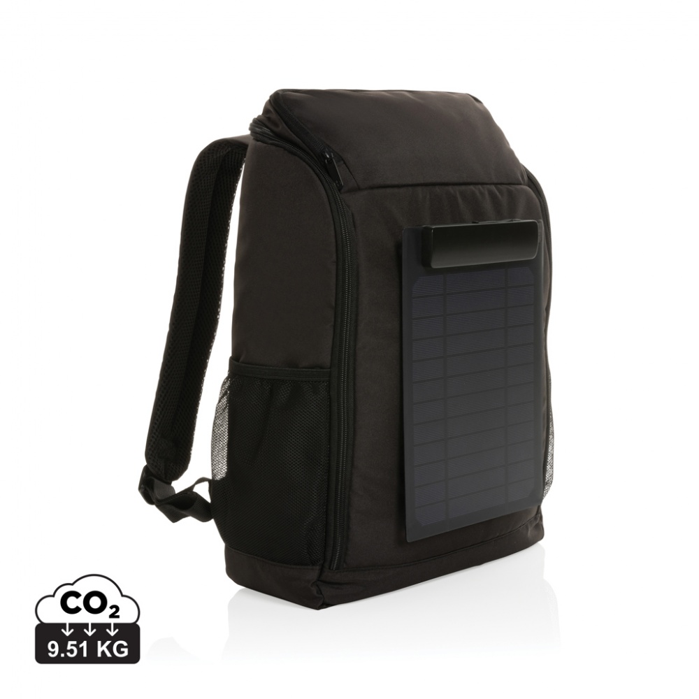 Logotrade promotional products photo of: Pedro AWARE™ RPET deluxe backpack with 5W solar panel