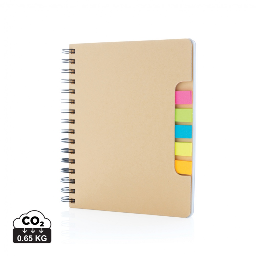 Logo trade advertising product photo of: A5 Kraft spiral notebook with sticky notes