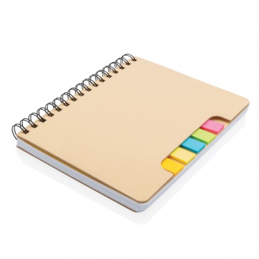 Logo trade promotional items image of: A5 Kraft spiral notebook with sticky notes