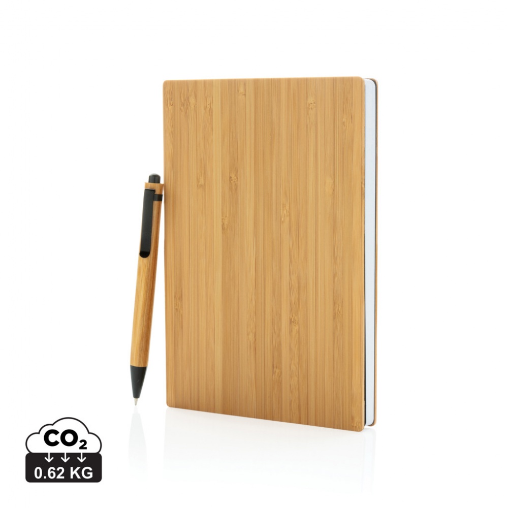 Logo trade promotional merchandise image of: A5 Bamboo notebook & pen set