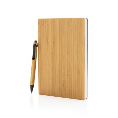 Logo trade promotional merchandise image of: A5 Bamboo notebook & pen set