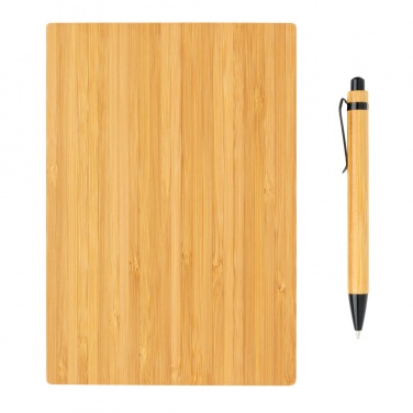 Logo trade advertising products picture of: A5 Bamboo notebook & pen set