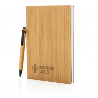 Logotrade promotional giveaway image of: A5 Bamboo notebook & pen set