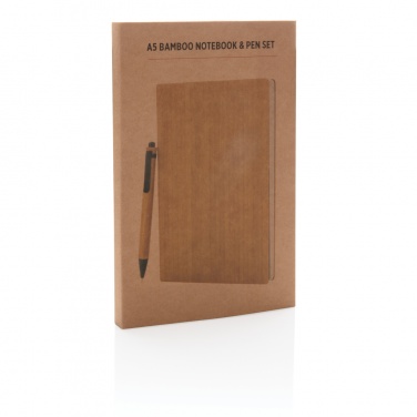 Logo trade advertising products picture of: A5 Bamboo notebook & pen set