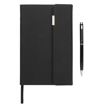 Logotrade advertising products photo of: Swiss Peak deluxe A5 notebook and pen set