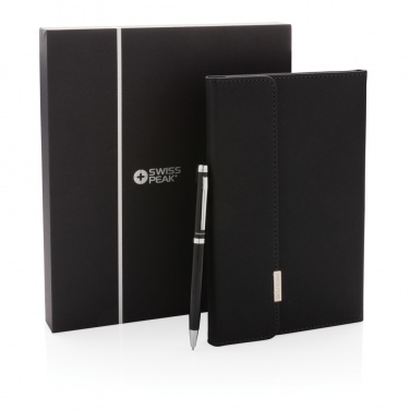 Logo trade corporate gift photo of: Swiss Peak deluxe A5 notebook and pen set