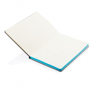 Logo trade promotional merchandise image of: Deluxe hardcover A5 notebook with coloured side