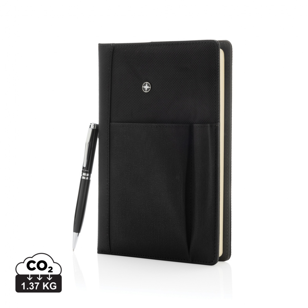 Logo trade promotional products image of: Refillable notebook and pen set