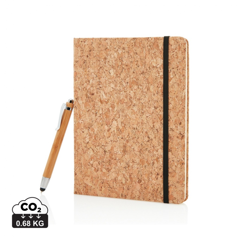 Logotrade advertising product image of: A5 notebook with bamboo pen including stylus