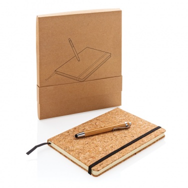 Logo trade corporate gift photo of: A5 notebook with bamboo pen including stylus