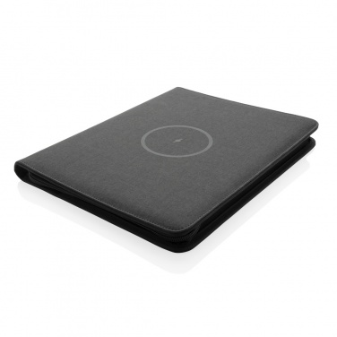 Logo trade promotional gifts image of: Air 5W wireless charging portfolio A4 w/ 5000 mAh powerbank