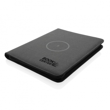 Logo trade promotional items image of: Air 5W wireless charging portfolio A4 w/ 5000 mAh powerbank