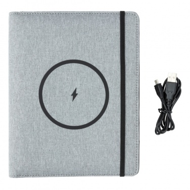 Logo trade promotional merchandise image of: Air 5W wireless charging notebook with 5000mAh powerbank