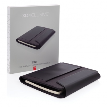 Logo trade corporate gifts image of: Fiko wireless charging A5 portfolio with powerbank