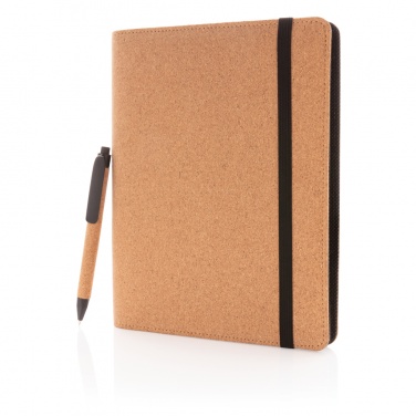 Logo trade corporate gifts image of: Deluxe cork portfolio A5 with pen