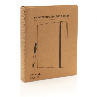 Logo trade promotional merchandise photo of: Deluxe cork portfolio A5 with pen