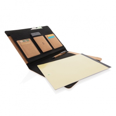 Logo trade promotional products image of: Deluxe cork portfolio A4 with pen