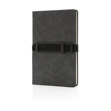 Logo trade promotional product photo of: Deluxe hardcover PU notebook A5 with phone and pen holder