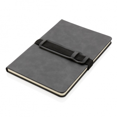 Logotrade promotional gift picture of: Deluxe hardcover PU notebook A5 with phone and pen holder