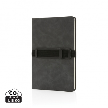 Logotrade promotional giveaway picture of: Deluxe hardcover PU notebook A5 with phone and pen holder