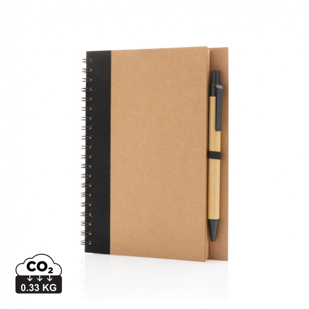 Logo trade promotional gift photo of: Kraft spiral notebook with pen