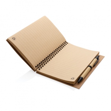 Logo trade promotional gift photo of: Kraft spiral notebook with pen