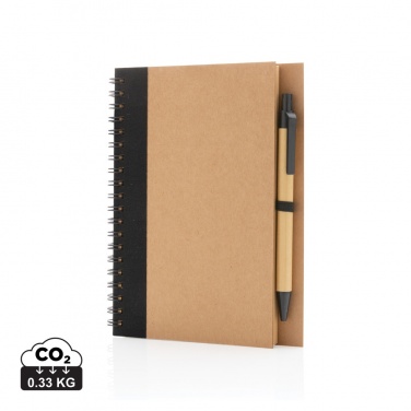 Logo trade promotional giveaways picture of: Kraft spiral notebook with pen