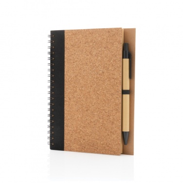 Logo trade promotional merchandise picture of: Cork spiral notebook with pen