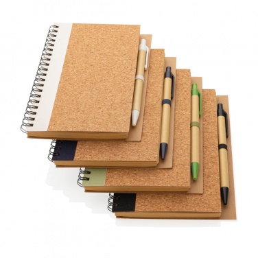 Logo trade promotional merchandise photo of: Cork spiral notebook with pen