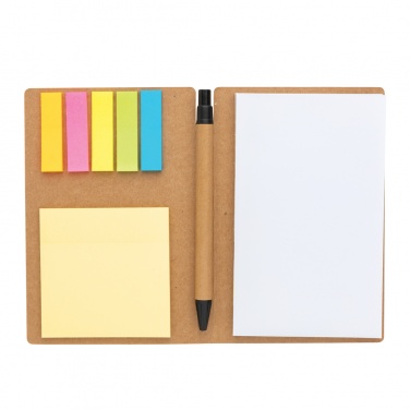 Logo trade promotional products image of: Kraft sticky notes A6 booklet with pen