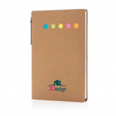 Logo trade promotional giveaway photo of: Kraft sticky notes A6 booklet with pen