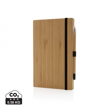 Logo trade business gifts image of: Bamboo notebook and infinity pencil set