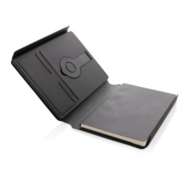 Logotrade promotional giveaway image of: Swiss Peak RCS rePU notebook with 2-in-1 wireless charger