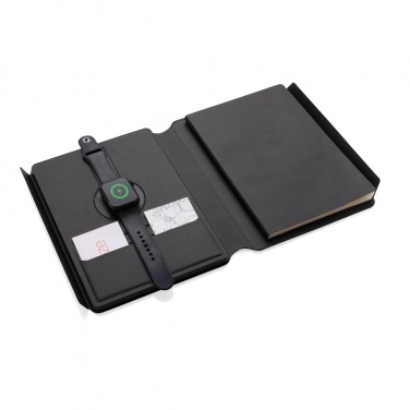 Logotrade advertising product picture of: Swiss Peak RCS rePU notebook with 2-in-1 wireless charger