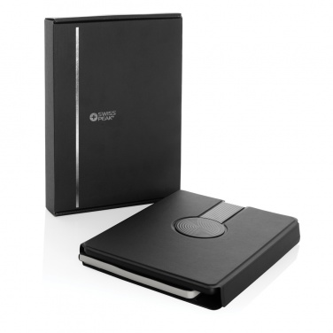 Logotrade promotional gift picture of: Swiss Peak RCS rePU notebook with 2-in-1 wireless charger