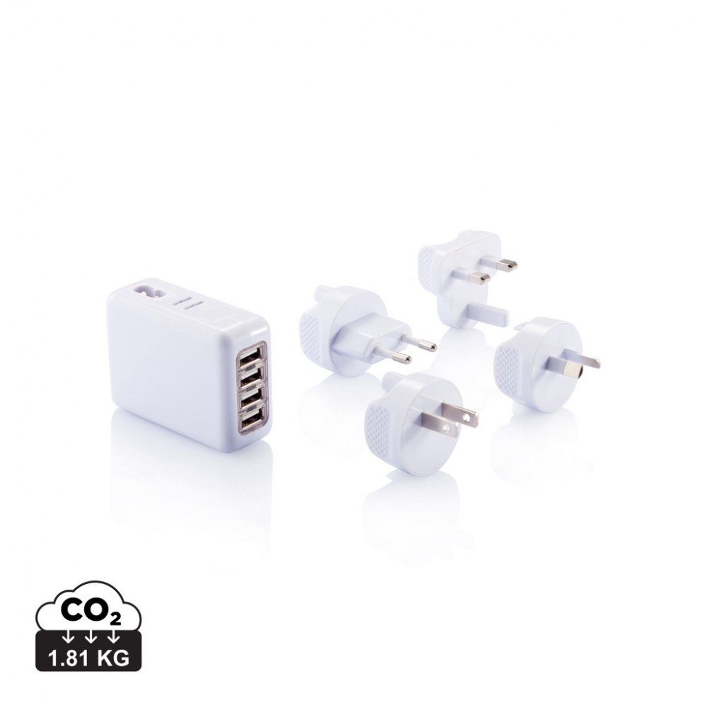 Logo trade promotional items picture of: Travel plug with 4 USB ports