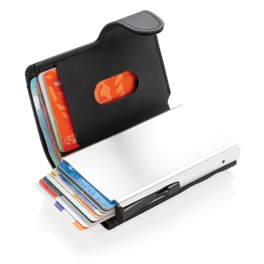 Logo trade business gifts image of: Standard aluminium RFID cardholder with PU wallet