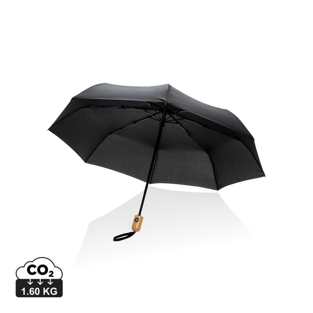 Logo trade promotional items picture of: 21" Impact AWARE™ RPET 190T bamboo auto open/close umbrella